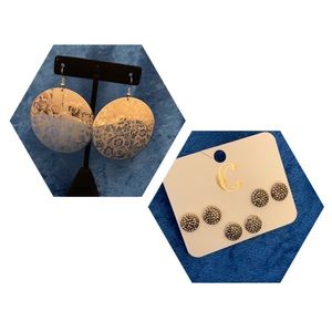 Silver Floral & Trio of Earrings (4 pairs total)
